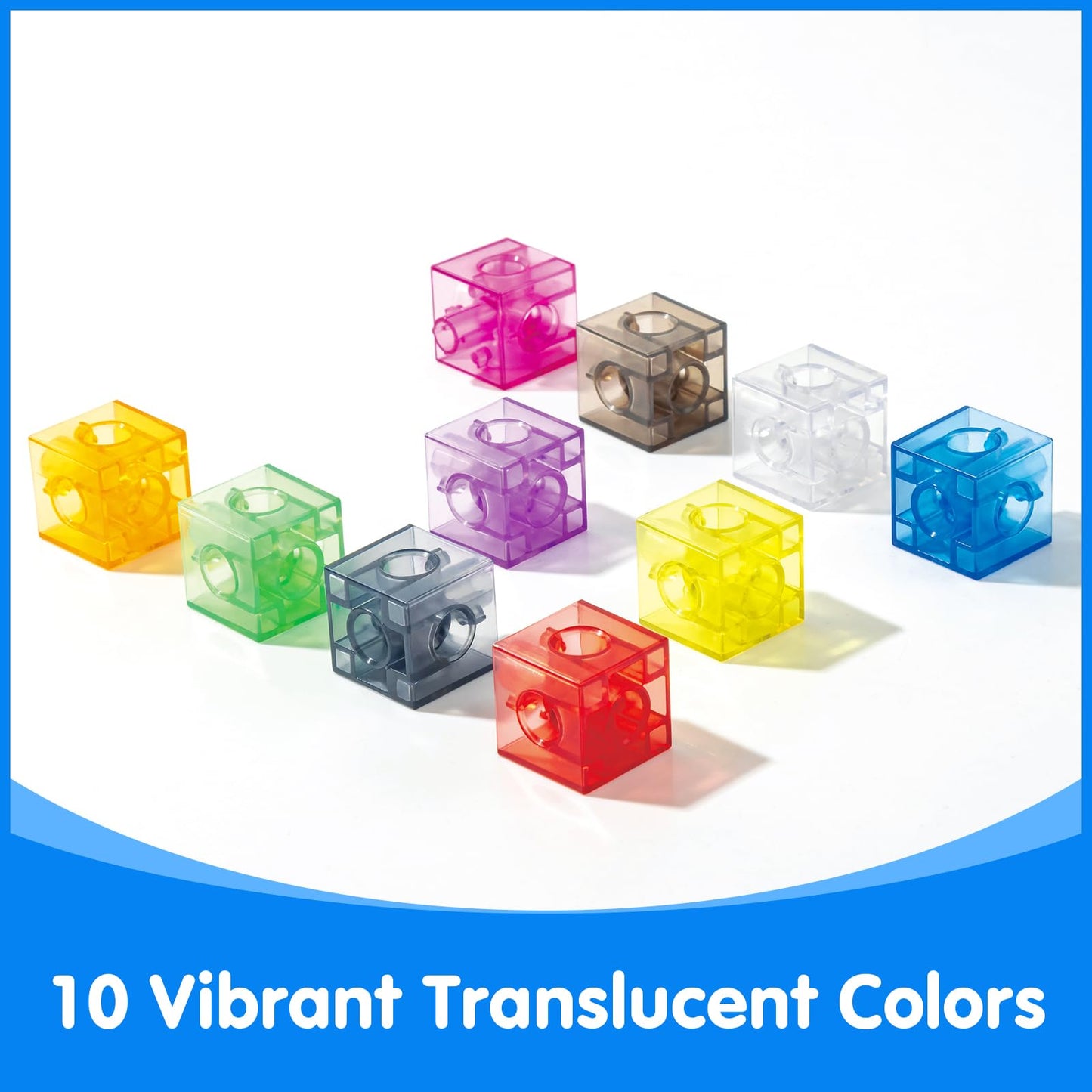 Odoorgames Translucent Math Blocks, Engaging Math Toy - 140 Pcs Translucent Pattern Blocks,Geometric Shapes,Translucent Toys