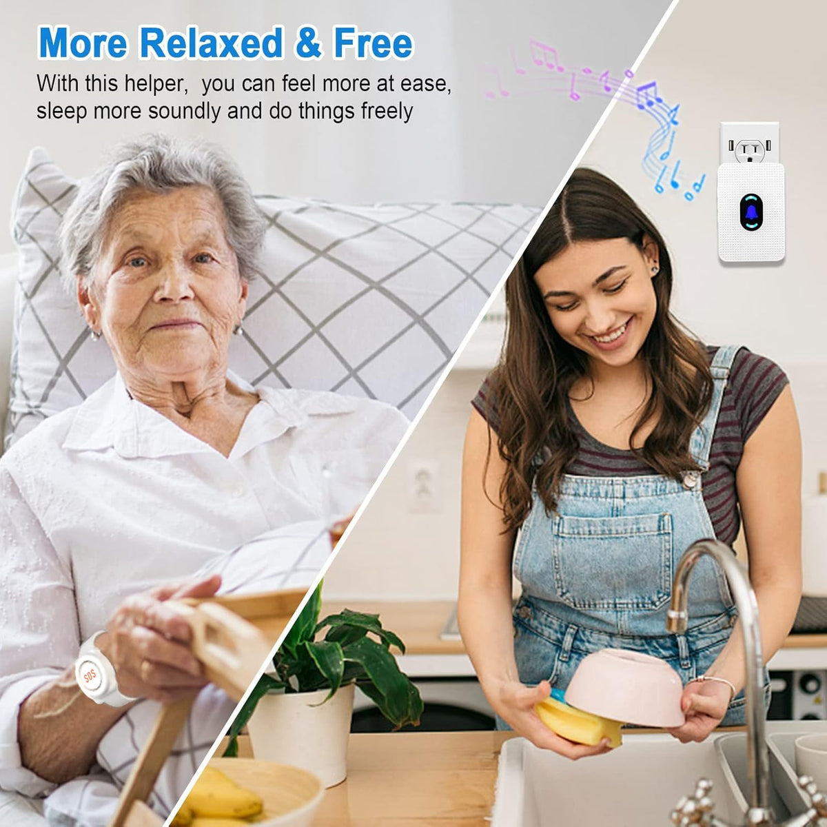 Daytech Wireless Caregiver Pager Call Button for Elderly at Home, Alert Button for Seniors, Emergency Watch for Disabled Patient, Caregiver Alert System with 3 Receiver, Medical Help Button