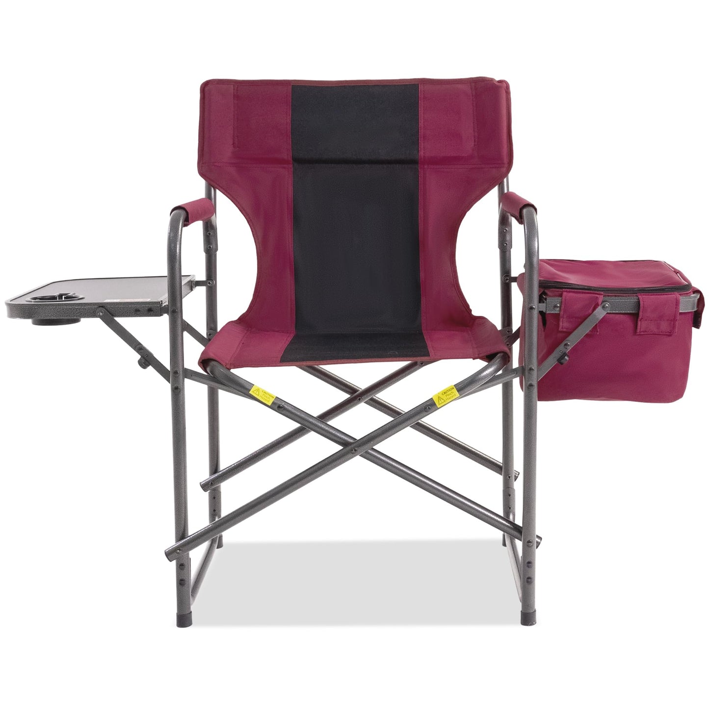 Foristrail Director Camping Chair with Cooler Bag & Foldable Side Tray - 400lbs Heavy Duty Outdoor Folding Lawn Chair, Portable Camp Chair for Backyard, Fishing, Beach (Red)