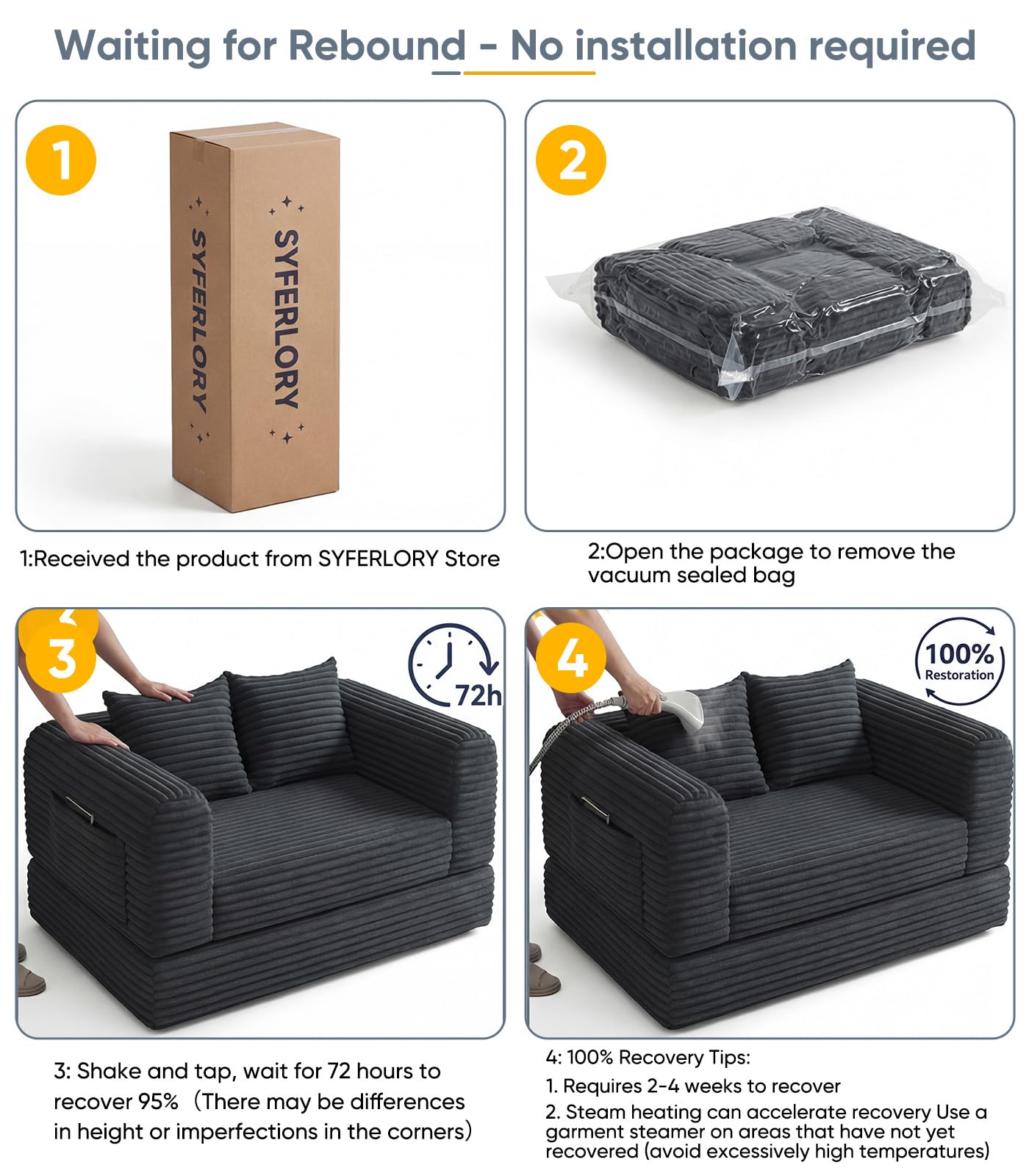 Versatile 2 in 1 Boneless Armchair Chaise Lounge Chair Indoor, Convertible Sleeper Chairs Couch Folding Sofa Bed Oversized Comfy Futon Floor Sofa BeanBag for Reading Nook Living Room Bedroom
