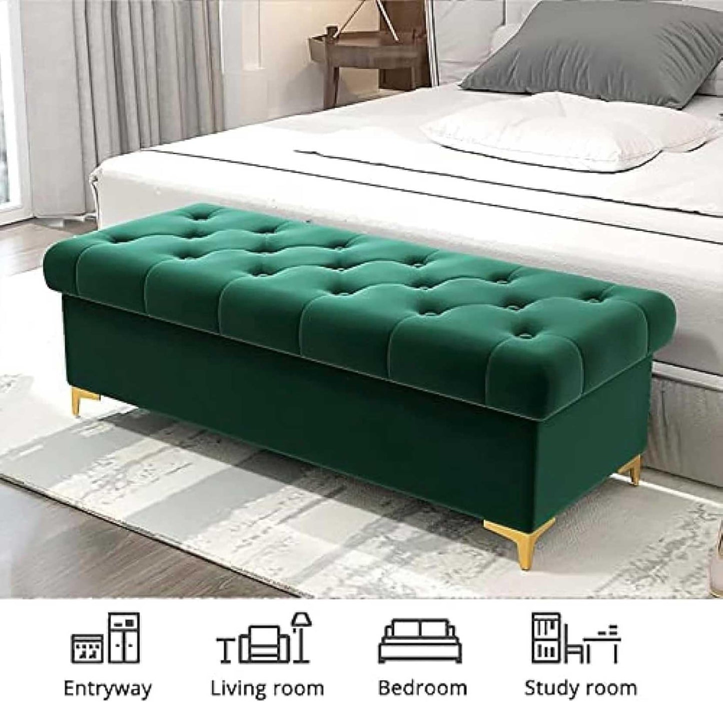 MSHOSAC Velvet Storage Bench Ottoman for Bedroom Brown Footrest & Shoe Rack 60x40x40cm Stylish Furniture for Home Hotel & Clothing Store Perfect for Modern Interiors