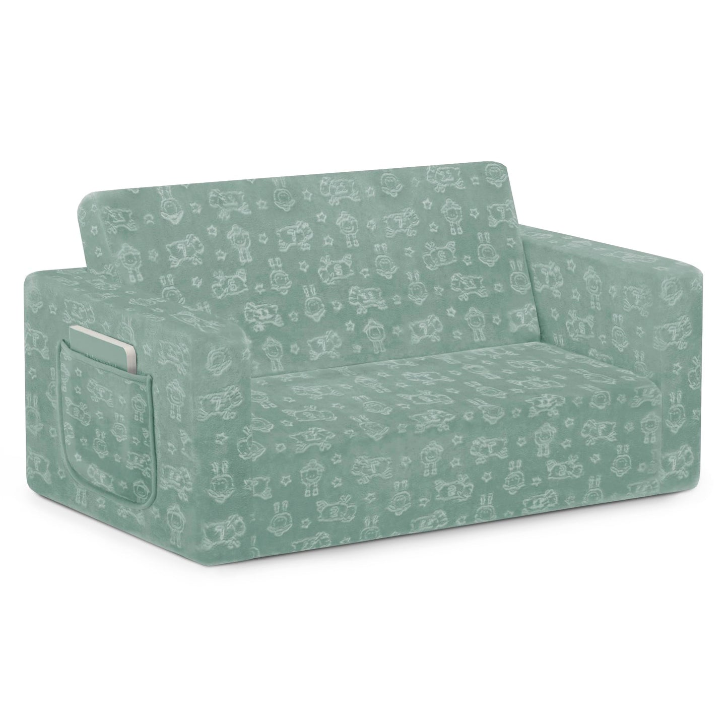Delta Children - Serta Perfect Sleeper Kids 2-Seater Sofa, Convertible 2-in-1 Flip Open Toddler Couch Sleeper, Foam Chair for Playroom & Bedroom, Bed Lounger, Comfy Play Sleeping Lounge Chair, Sage
