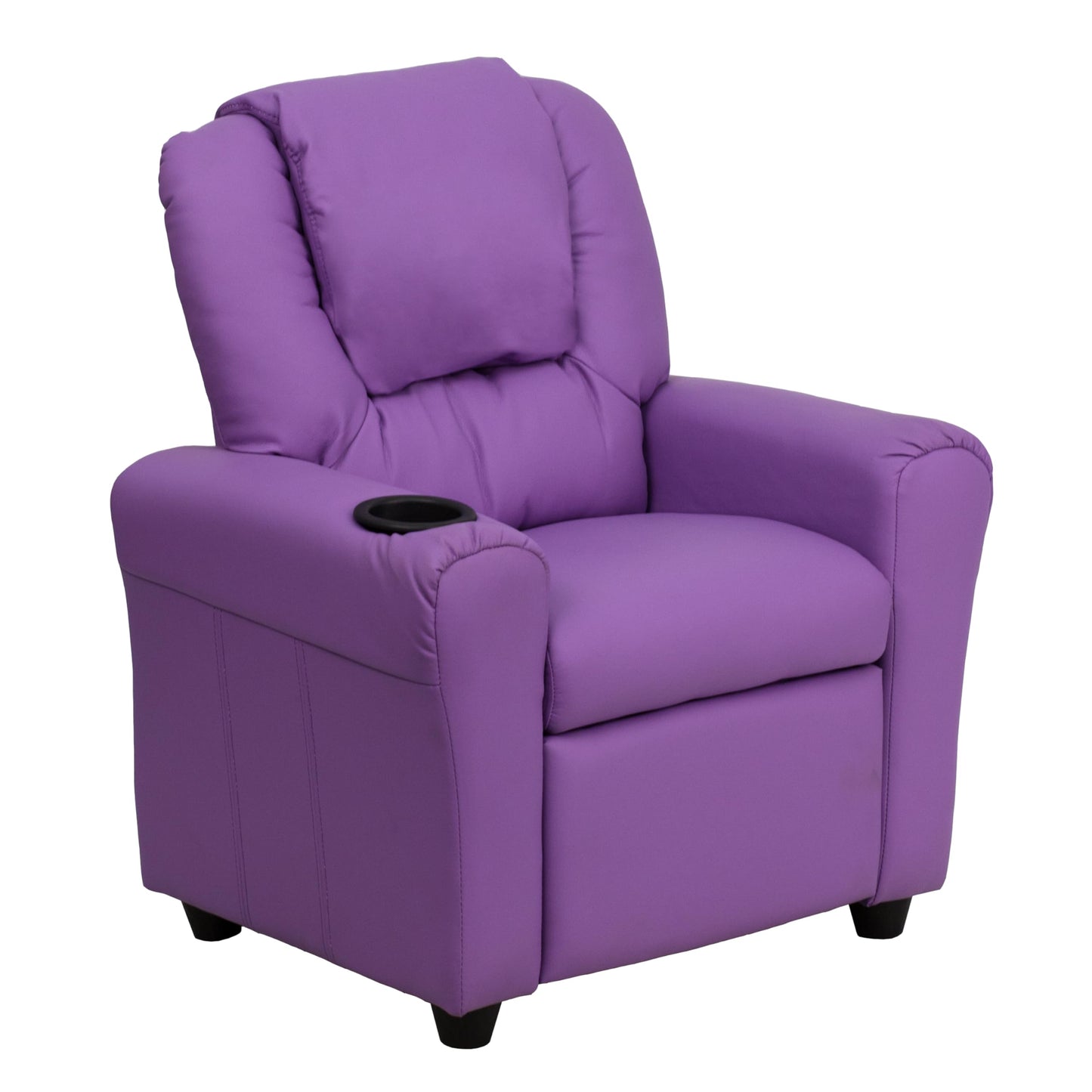 Flash Furniture Vana Vinyl Kids Recliner with Cup Holder, Headrest, and Safety Recline, Contemporary Reclining Chair for Kids, Supports up to 90 lbs., Lavender