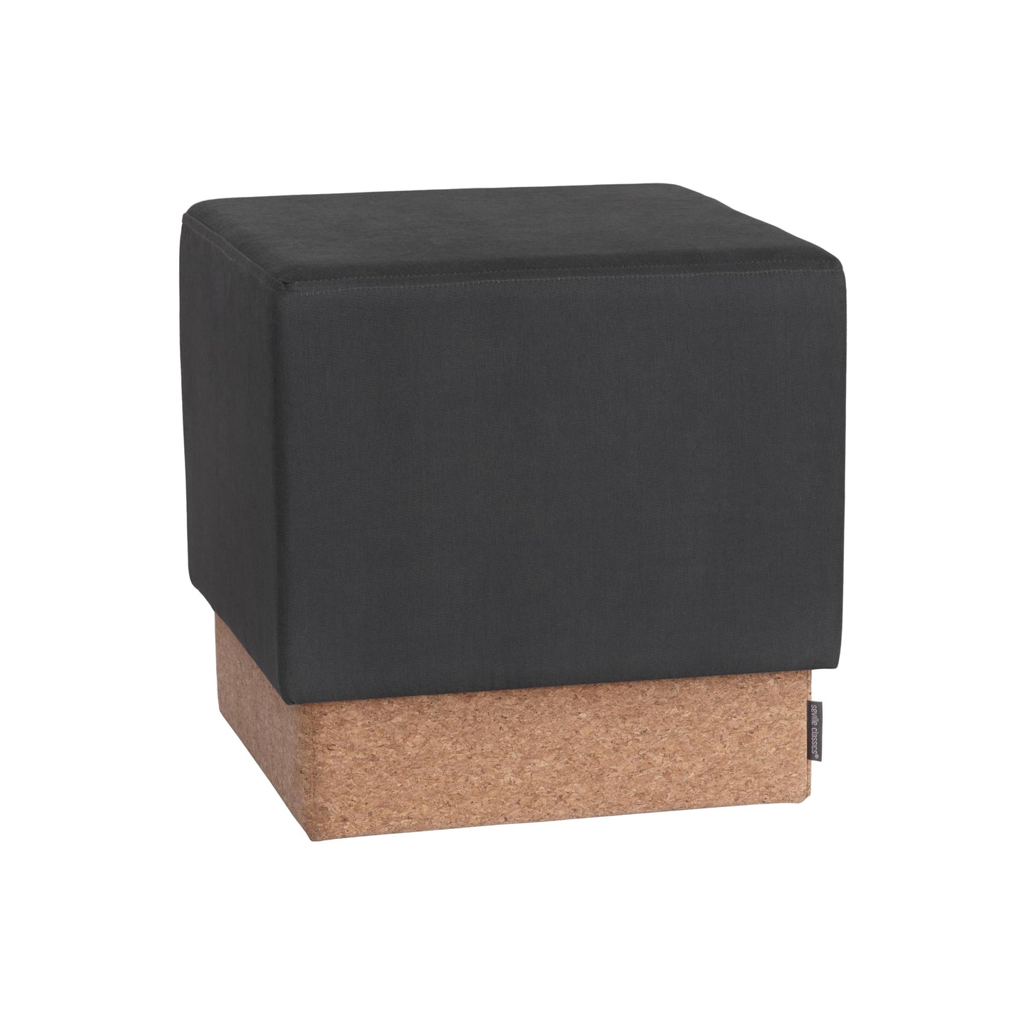 Seville Classics Cushioned Fabric Ottoman Hidden Storage Chest Footrest Chair, Padded Seat for Bedroom, Dorm, Loft, Living Room, Entryway, Hallway, Cork/Steel Grey, 15" Cube