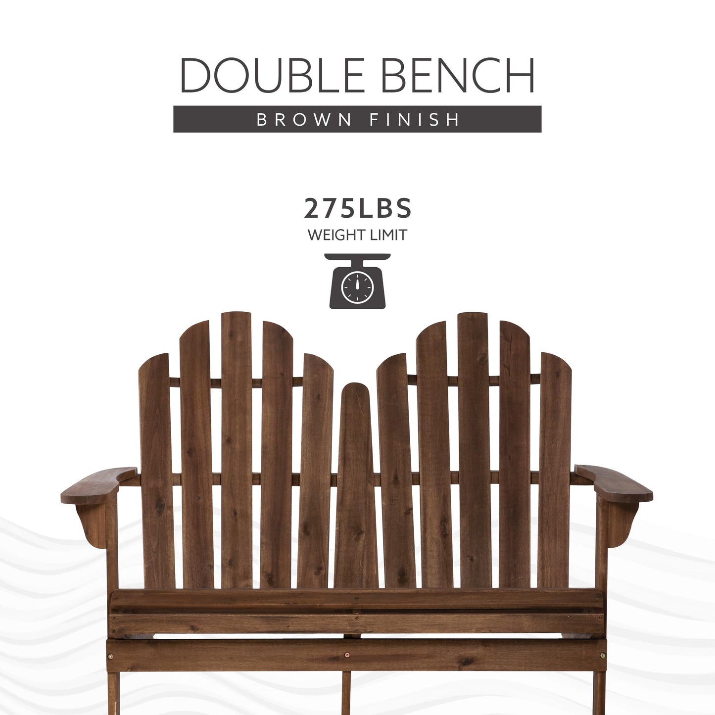 Linon Jayde Adirondack Double Bench, Teak