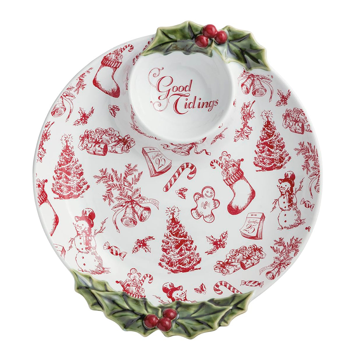 Mud Pie Christmas Good Tidings Toile Chip & Dip