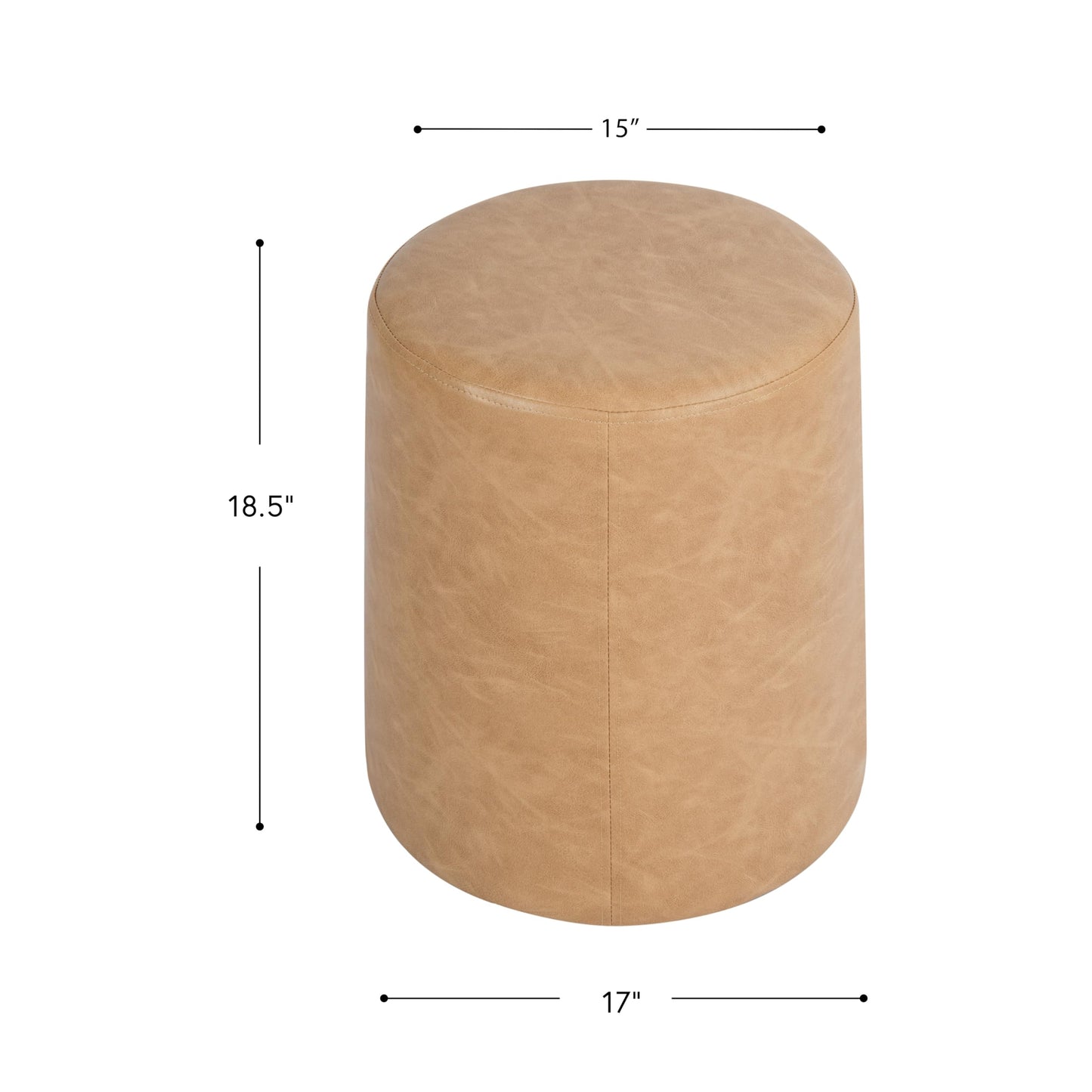 Spatial Order Faux Leather Organic ShapeOttoman (No Lid, Seat Only) | HomePop Home Décor | Round Pouf Foot Rest – Sand Faux Leather