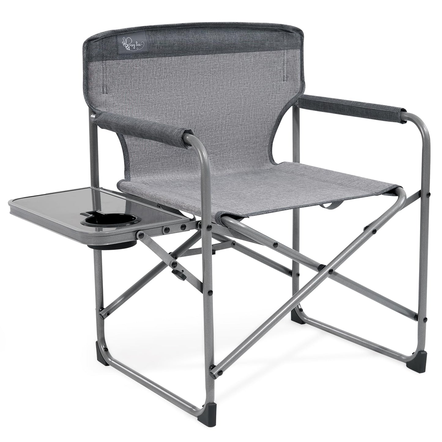 Busy Bee Kids Director Camping Chair with Foldable Side Table, Lightweight, Flat Folding, Compact and Portable, Perfect Kid Beach Chairs, Supports 150 Lbs.
