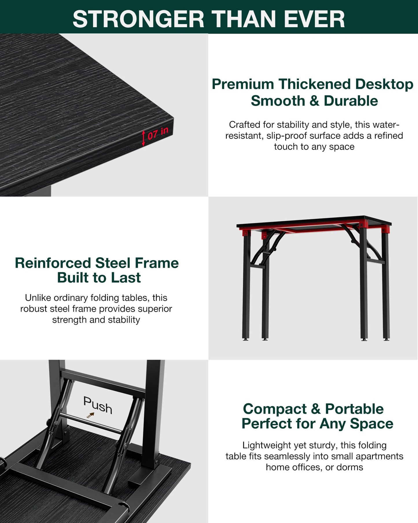 Frylr Small Folding Computer Desk – 35.8 Inch Portable Table for Craft and Study, Lightweight Desk for Small Spaces, Foldable Laptop Table Built-in AC/USB Outlets for Convenience, Dark Oak
