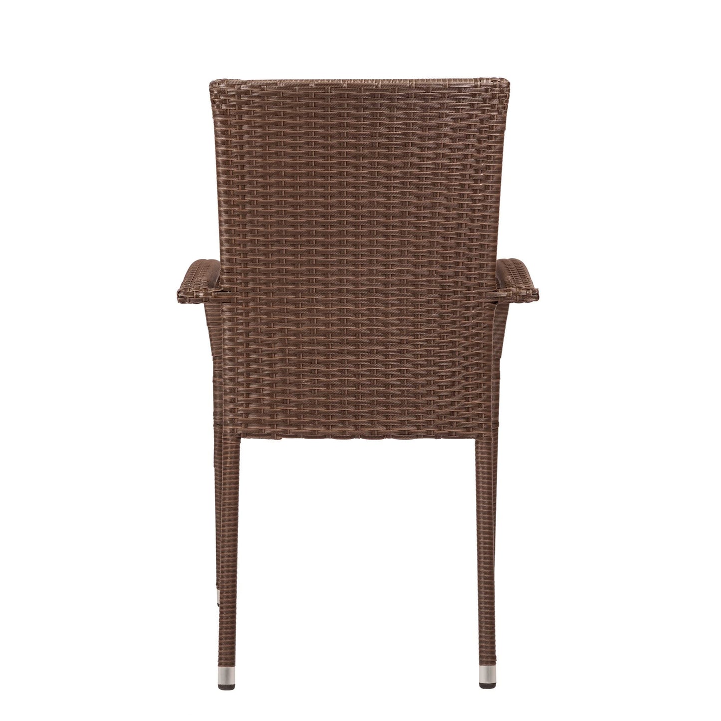 Morgan Outdoor Wicker Stacking Chair - Mocha - Set of 4 - Handwoven No Assembly All Weather Steel Powder Coated Frame Lightweight Indoor Outdoor Porch Backyard Lawn Garden Balcony - Patio Sense 62664