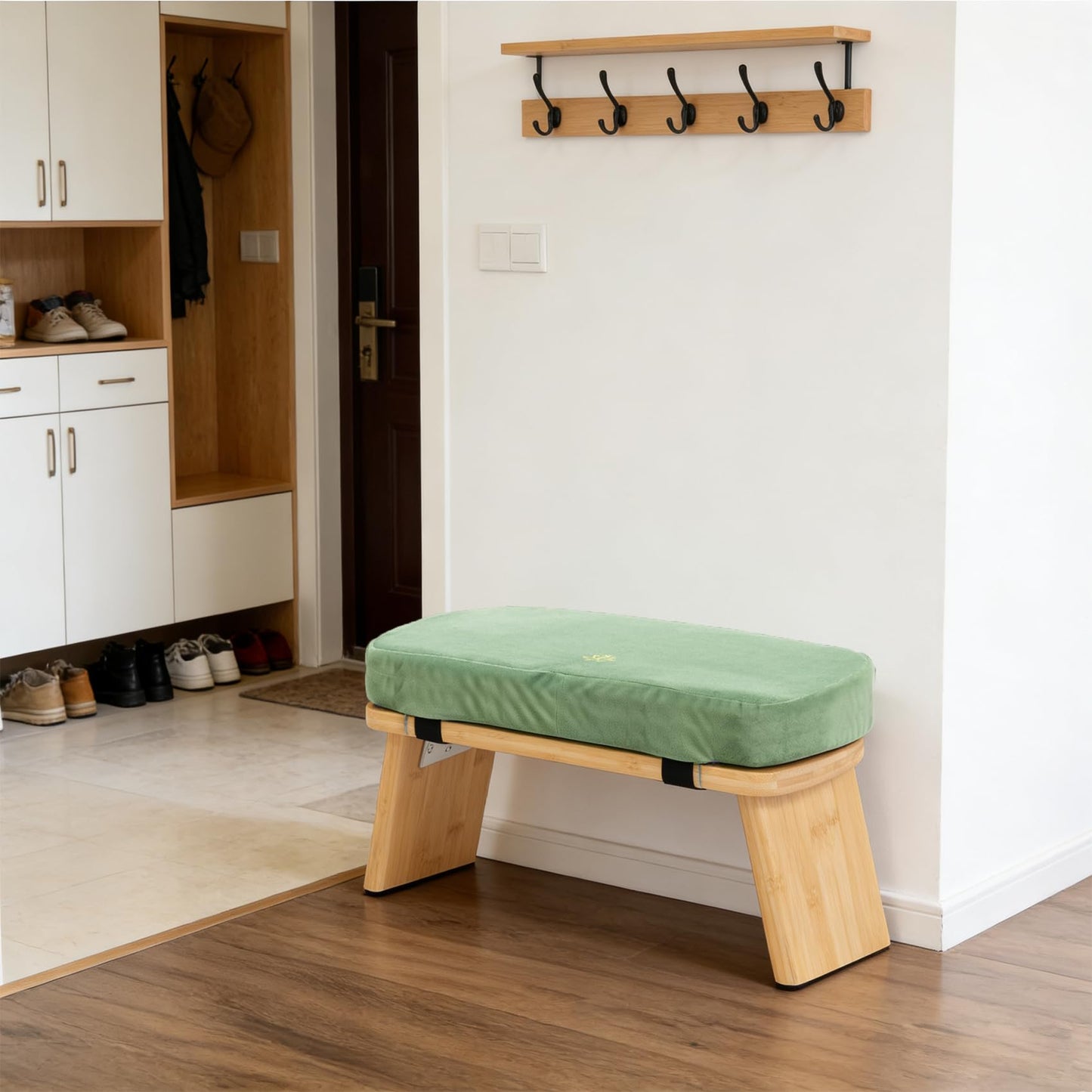 Estleys Meditation Bench, Bamboo Meditation Stool, Folding Kneeling Meditation Bench, Seiza Prayer Bench, Prayer Bench with Meditation Cushion, Kneeling Stool(Green)
