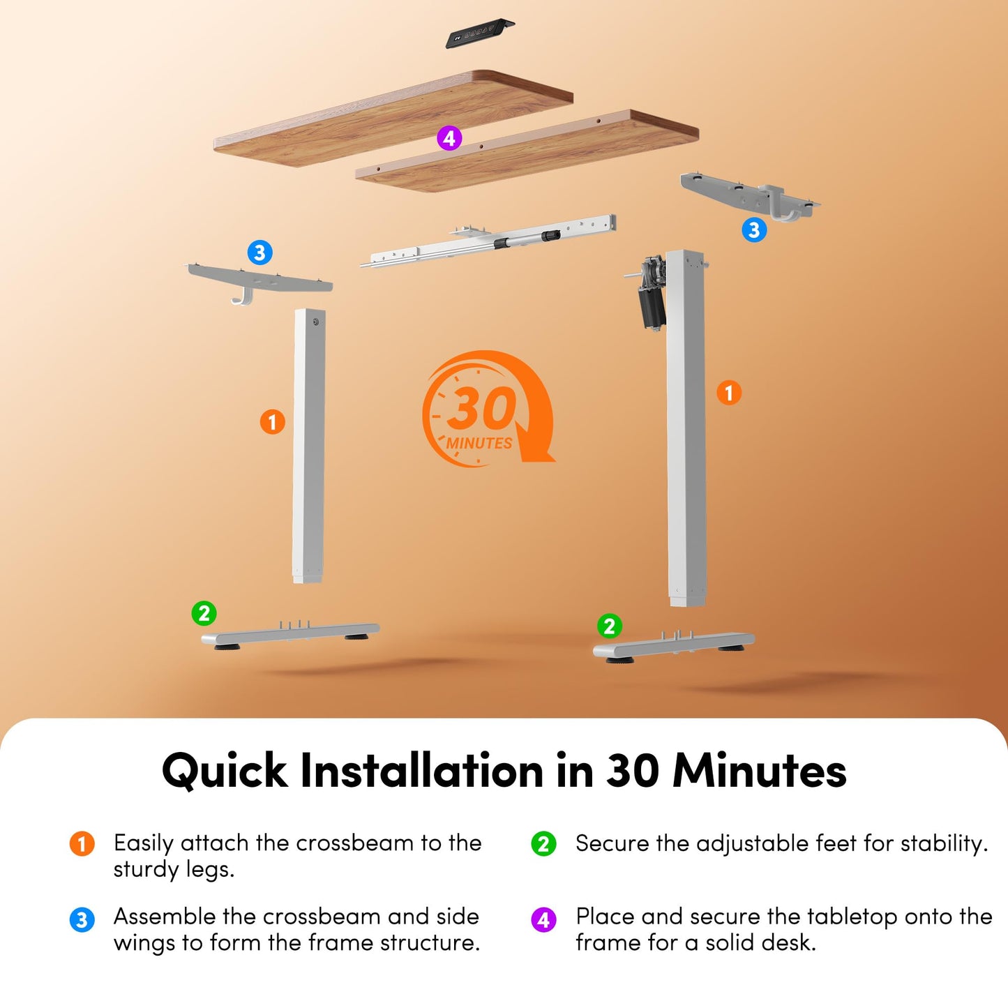 FEZIBO 40 x 24 Inches Electric Standing Desk Adjustable Height, 3 Memory Height Settings, Sit Stand Up Desk for Home Office & Computer Workstation, Light Rustic