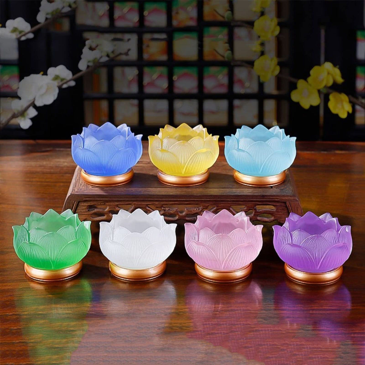 cfycfy987 Candelabra Glazed Lotus Candlestick Household Decoration Ornaments Candle Holder Household Offering Lamp Holder Candle Sticks Holder(Pink)