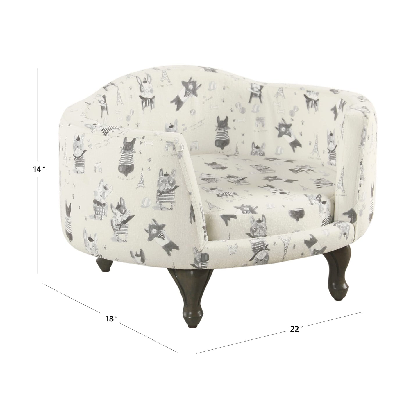 HomePop Home Decor | Upholstered Curved Pet Bed | Luxury Cat & Dog Beds & Furniture | Round Pet Bed Created with Stain Resistant Fabric, Cream and Gray, Medum