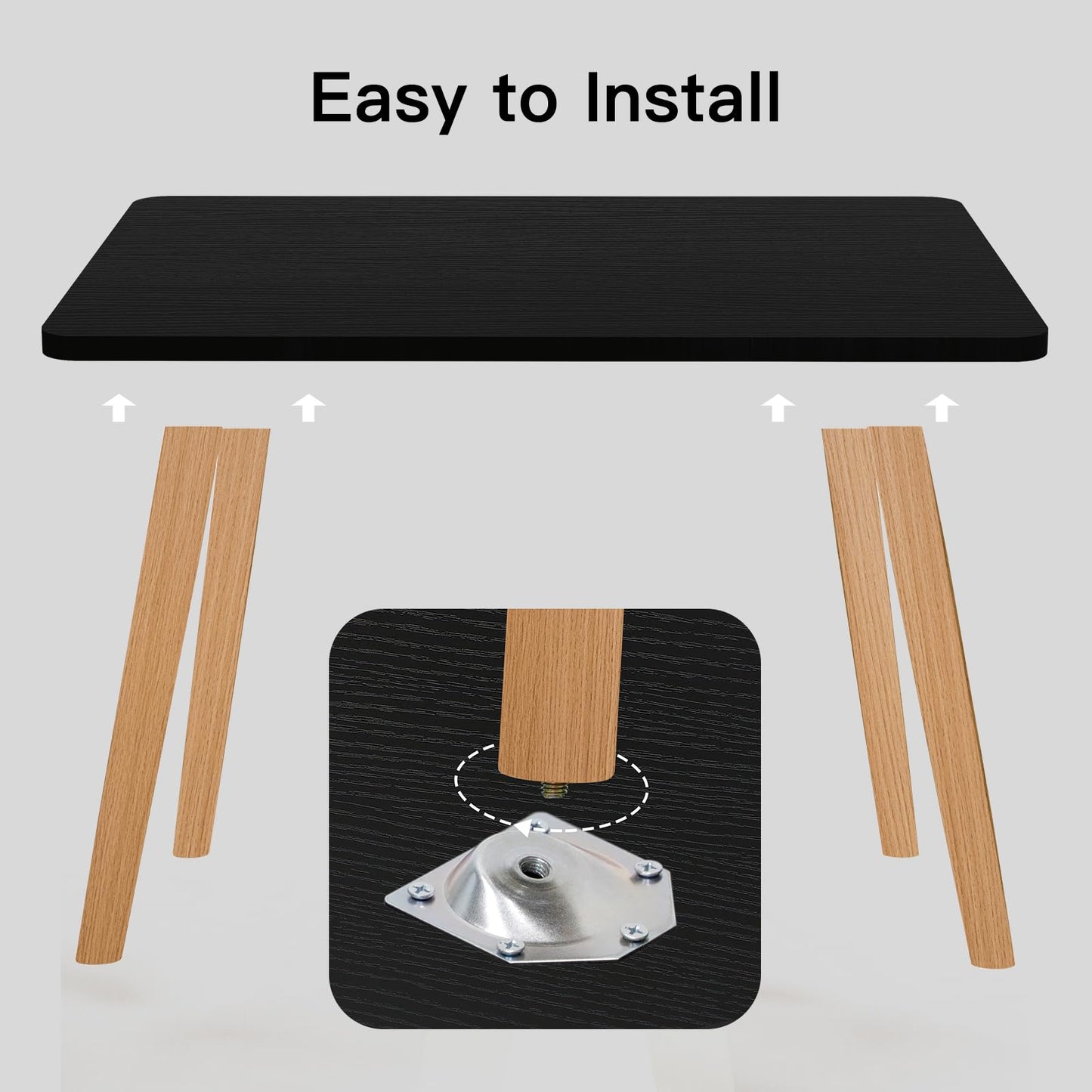 Coffee Table, 23.6" Small Oval Coffee Tables for Small Space with 4 Solid Wood Leg, Floor Table Desk for Sitting on The Floor, Side Table Japanese Low Table for Living Room Apartment, Rectangle Black