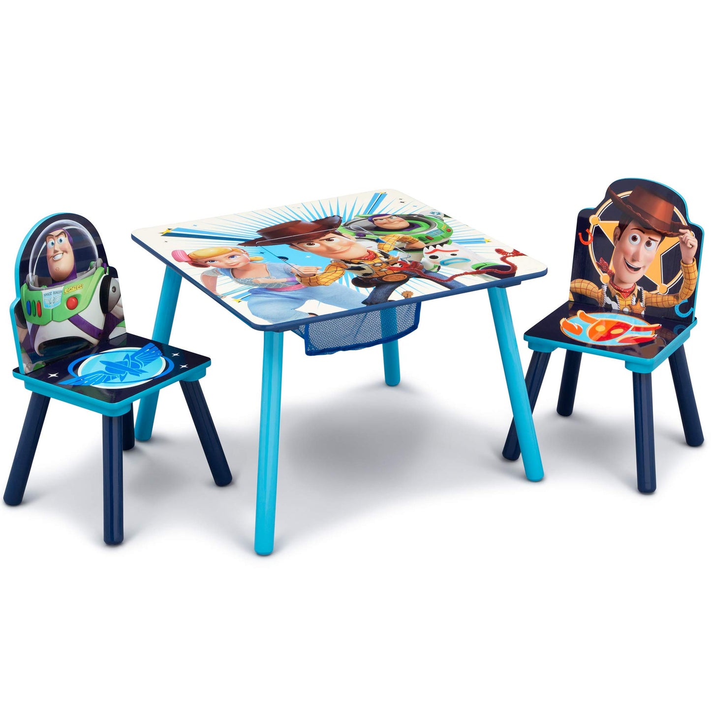 Delta Children Kids Table and Chair Set with Storage (2 Chairs Included) - Ideal for Arts & Crafts, Snack Time & Disney/Pixar Toy Story 4 6 Bin Design and Store Toy Organizer