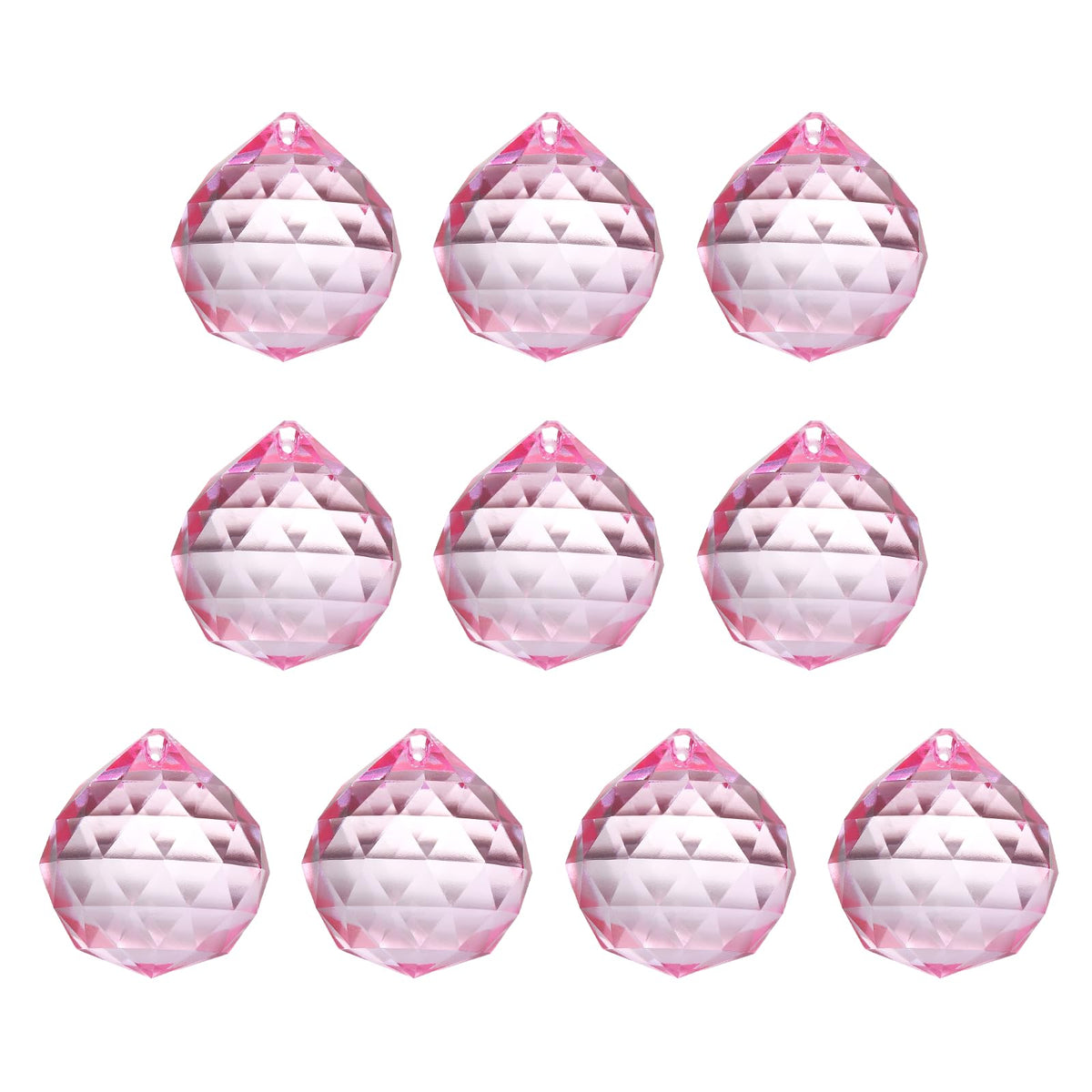 YELARXI Crystal Ball Prisms, Sun Catcher Hanging Prism Sun Catcher Pendant 18mm / 0.71Inch & 10 Pack & Pink-Fitting for (Outdoor/Indoor/Windows/DIY Decor/Feng Shui/Chandelier)
