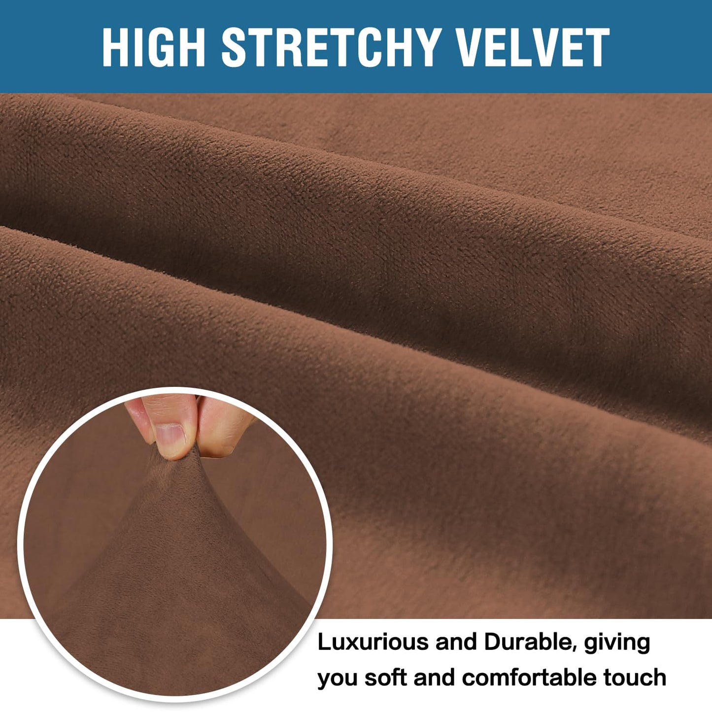 H.VERSAILTEX Stretch Velvet Loveseat Covers for 2 Cushion Couch Covers for Living Room Sofa Covers Slipcovers with Non Slip Straps Bottom, Ultra Thick Comfy Velour (Width 58"-72", Caramel Cafe)