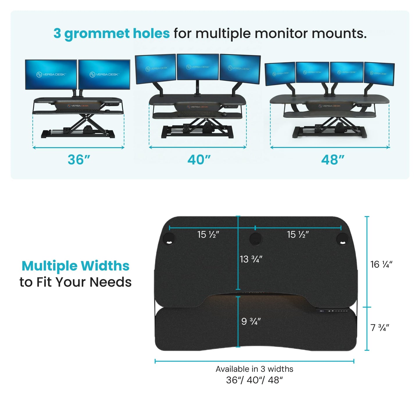 VERSADESK PowerPro Elite 36” - Electric Adjustable Desk Converter with Programmable Controller and USB Hub. Mobile App Controllable. Removable Keyboard Tray - Powerful Riser Lifts 80 lbs – Black