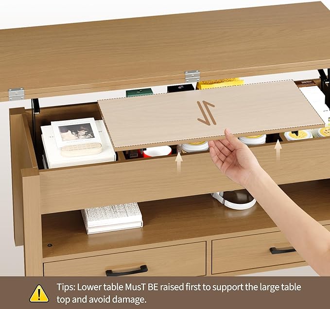 Garvee 40" Coffee Table Lift Top, Converts to Dining Table