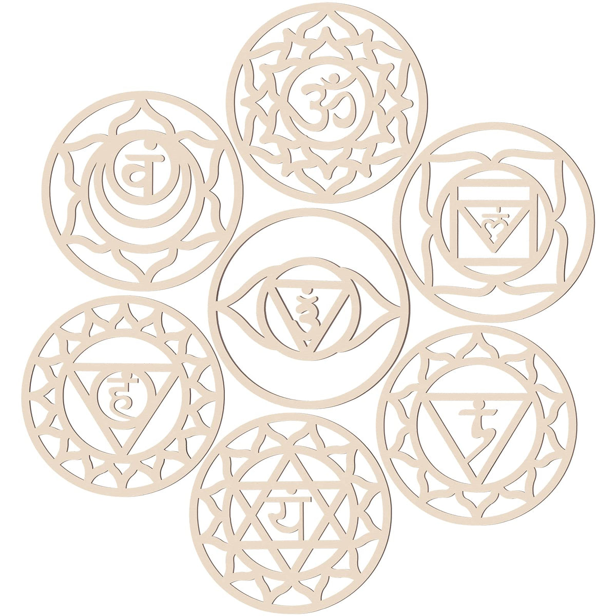 7 Pack Sacred Geometric Wall Art Wooden Chakra Wall Art Crystal Grid Board Yoga Wall Decor Hindu Decor Meditation Spiritual Decor for Bedroom Geometric Hanging Sculpture Home Decor 5.9 x 5.9 Inch