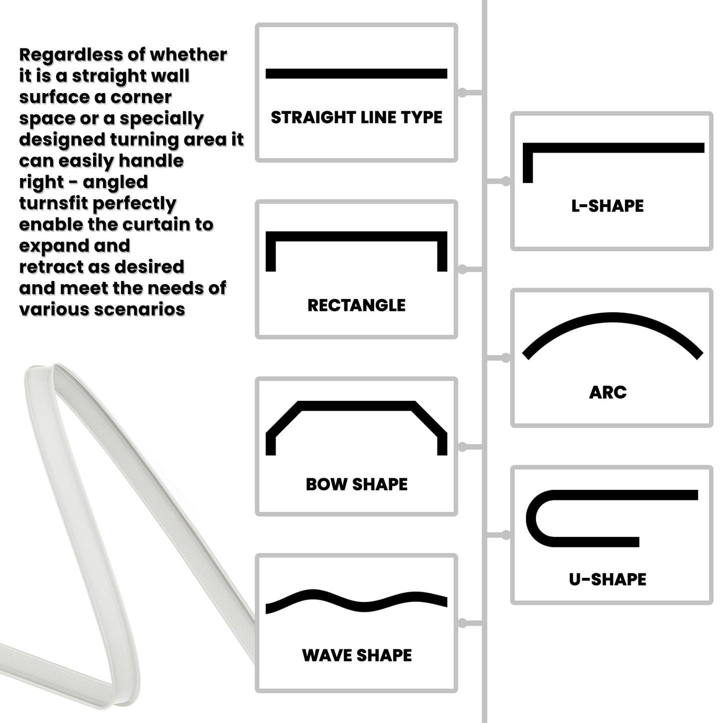 Jilron Room Divider Curtain Ceiling Curtain Track Set for Blackout and Privacy (White Curtain + White Track) 106" W x 84" L -1 Piece