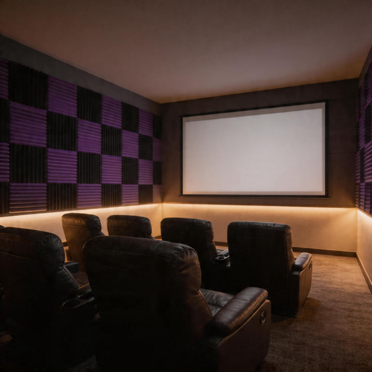96 Pack Black/purple 12 "X 12 "X1" Acoustic Panels Studio Soundproofing Foam Wedge Tiles (Accompanied By Double-Sided Adhesive Tape)