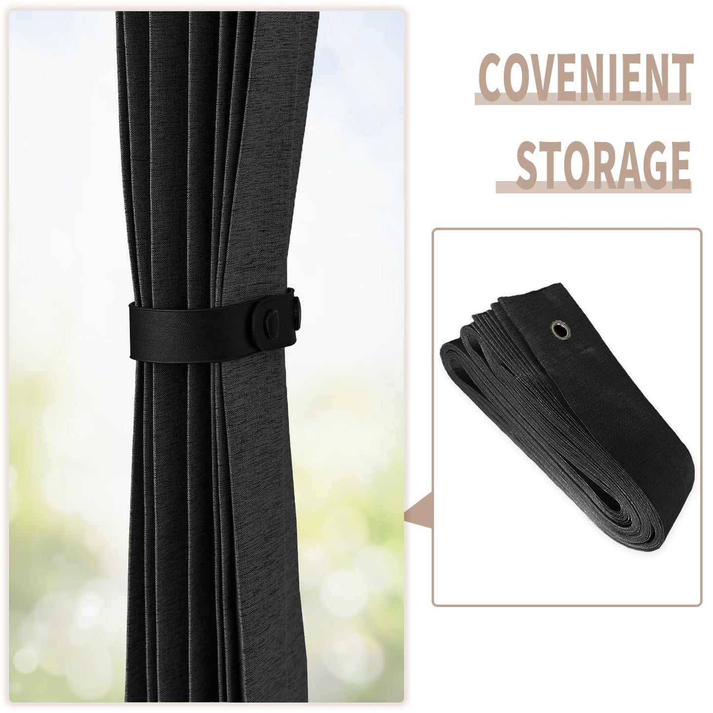 Vatge Doorway Curtains Privacy - Black Curtains for Closets Without Doors Room Divider for Doorway, Hanging Privacy Curtain Wall for Room Separation,1 Panel with Tieback, W52 x L78, Black