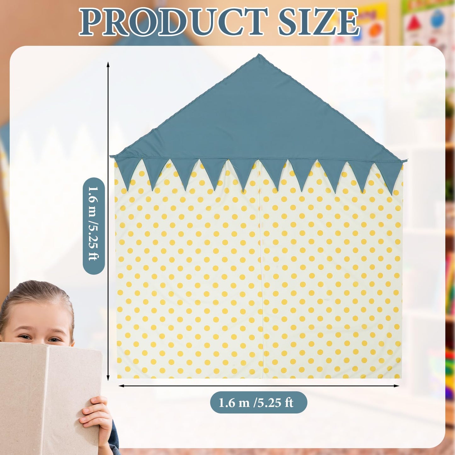 Tigeen Reading Corner Decoration Include Reading Nook Tent with 3 Adhesive Hooks Corner Play Tent Hanging Wall Mounted Canopy with Polka Dot Curtains for Bedroom Nursery Playroom Decoration