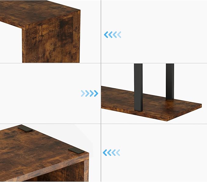 Yusong Geometric Bookcase, S Shaped Bookshelf 6-Tier Book Shelves