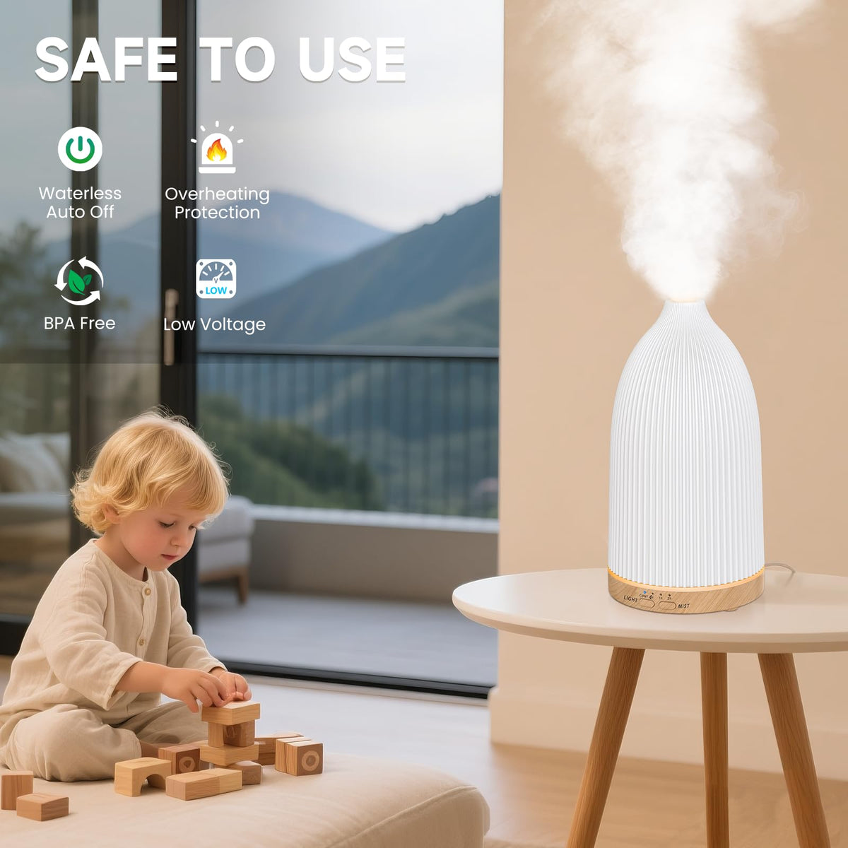 URPOWER 100ML Essential Oil Diffusers for Home, Ultrasonic Aromatherapy Diffuser with 7 Color Changing Lights, Timer & Auto Shut-Off, Scent Diffuser for Bedroom, Office, Yoga