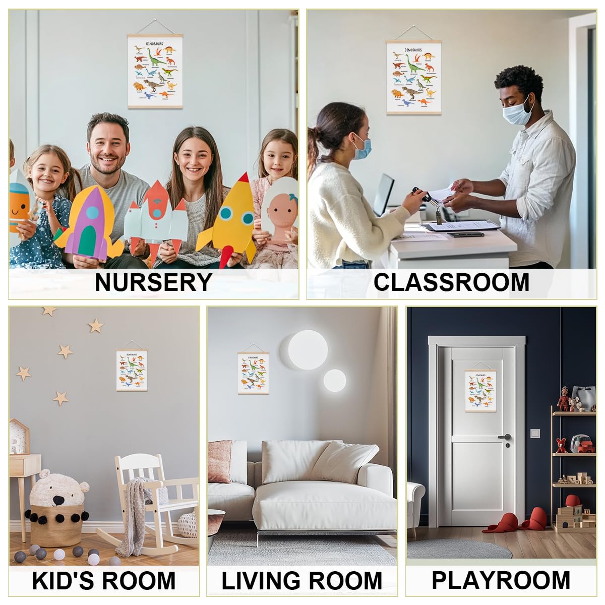 CQM Dinosaur Poster, Art Prints, Dinosaur Room Decor for Boys, Dinosaurs Decor for Classroom Boys Room Nursery Playroom, Educational Hanging Wall Decors Dinosaurs Banner Paintings Wall Decors