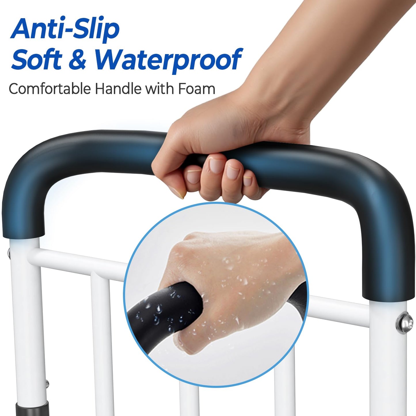 BigDolphin Bed Rails for Elderly Adults Safety - ASTM Approved Adjustable Bed Cane with Non-Slip Ergonomic Handle & Storage Pocket, Bed Railings for Seniors Support 400 LBS, Tool-Free