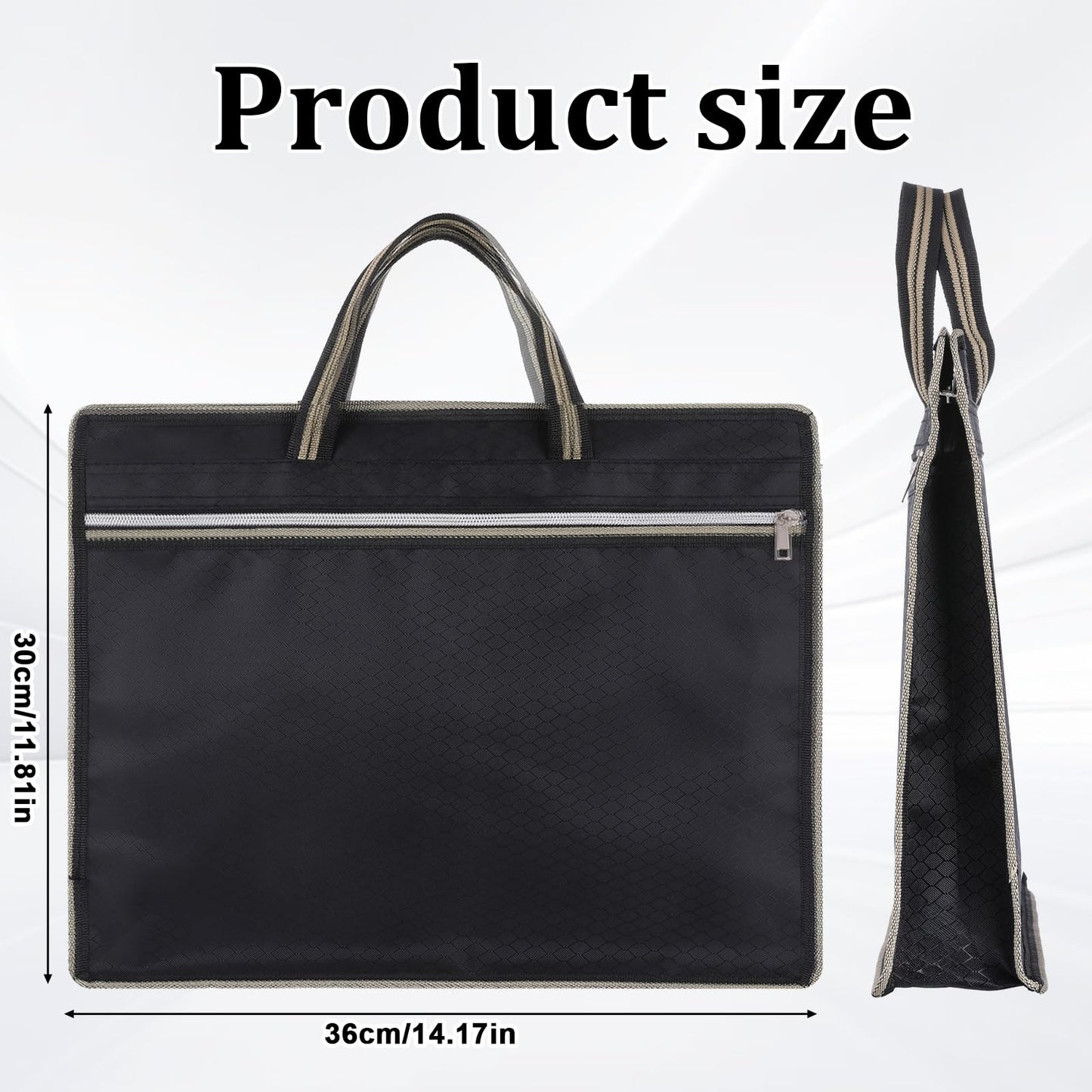 File Tote Bag Pouch, Oxford Zippered Document Bag with Handle, Lightweight Waterproof Oxford Document Storage Bags for Carrying Paper Files Books Filing Folder