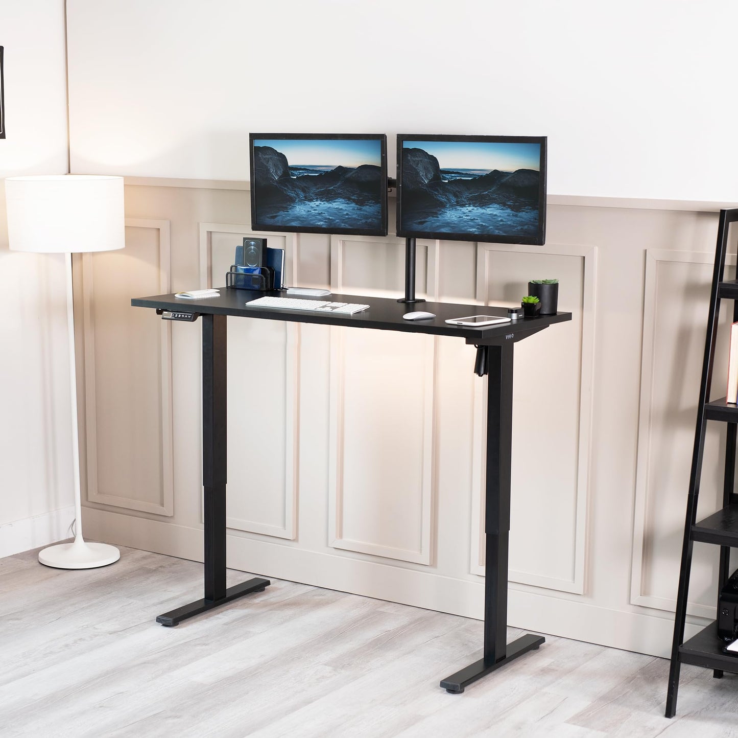 VIVO 55 x 24 inch Universal Solid One-Piece Square Corner Table Top for Standard and Sit to Stand Height Adjustable Home and Office Desk Frames, Black, DESK-TOP55B-S