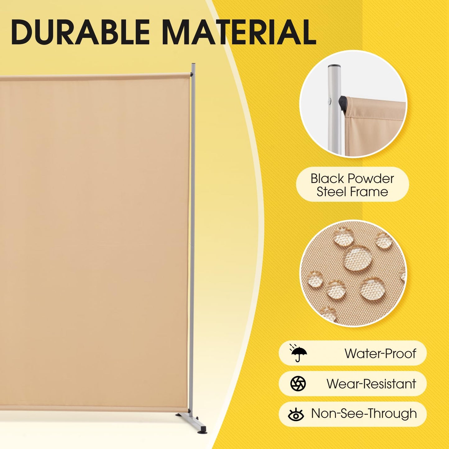 Rantila 2 Large Panels Room Divider,Portable Office Divider,Convenient Movable,Folding Partition Privacy Screen for Bedroom,Dining Room, Study,142" W x 71" H,Beige