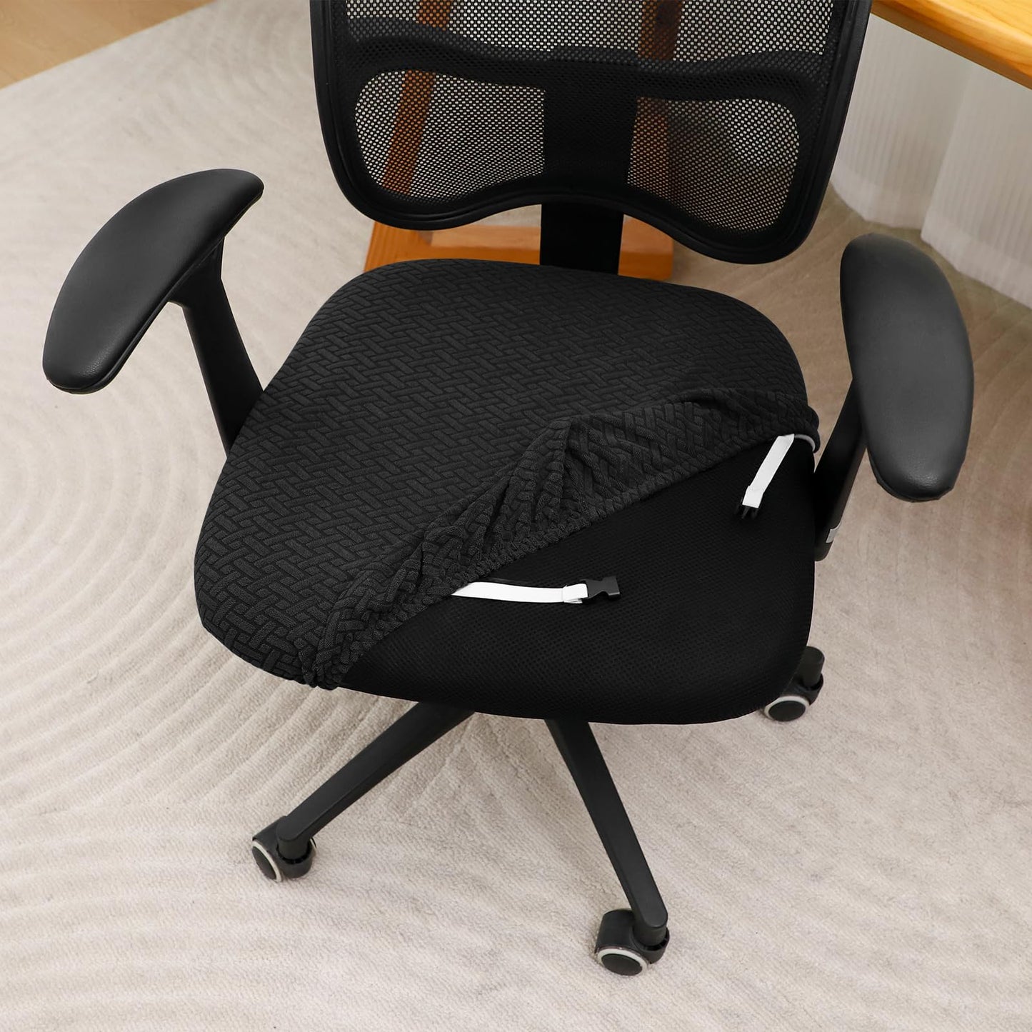 FORCHEER Waterproof Office Chair Seat Cover 20x20 1 Piece Strechable Jacquard Mesh Office Chair Seat Slipcover for Desk Chair Washable Replacement