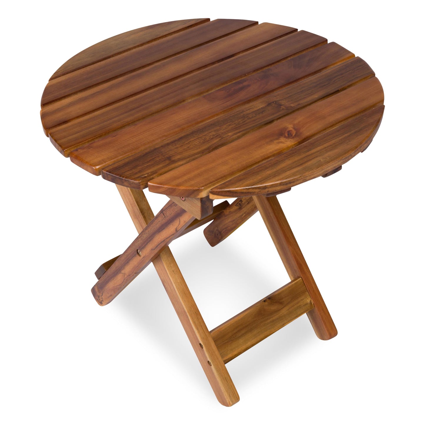 Shine Company Indoor/Outdoor Adirondack Round Folding Acacia Wooden Side Table, White