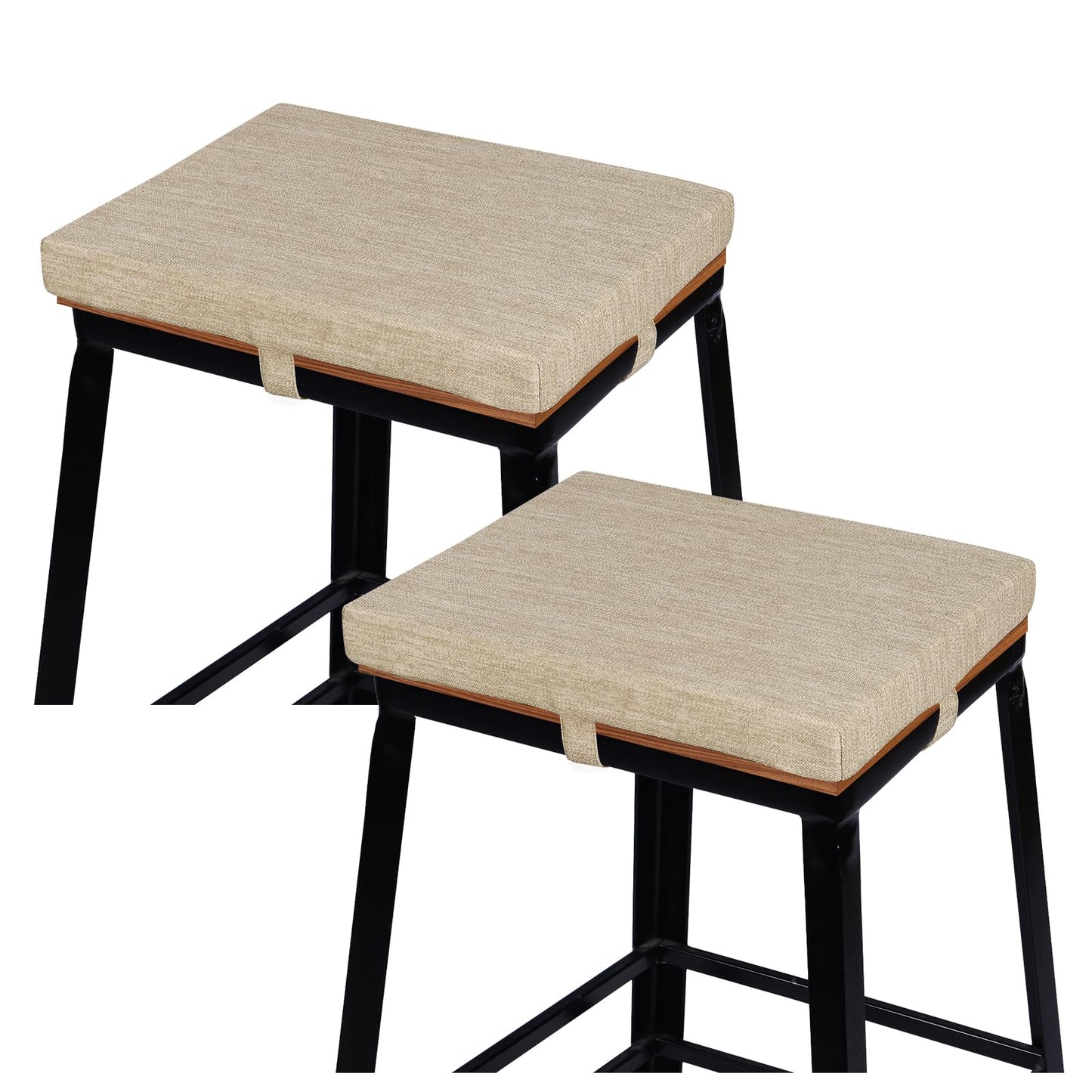 baibu Set of 2 Memory Foam Rectangle Bar Stool Cushions, Dual-Layer Non-Slip Dining Chair Pads Kitchen Bench Stool Cushions with Machine Washable Cover - Only 2 Pads (Beige, 15.7×11.8×1.5in)