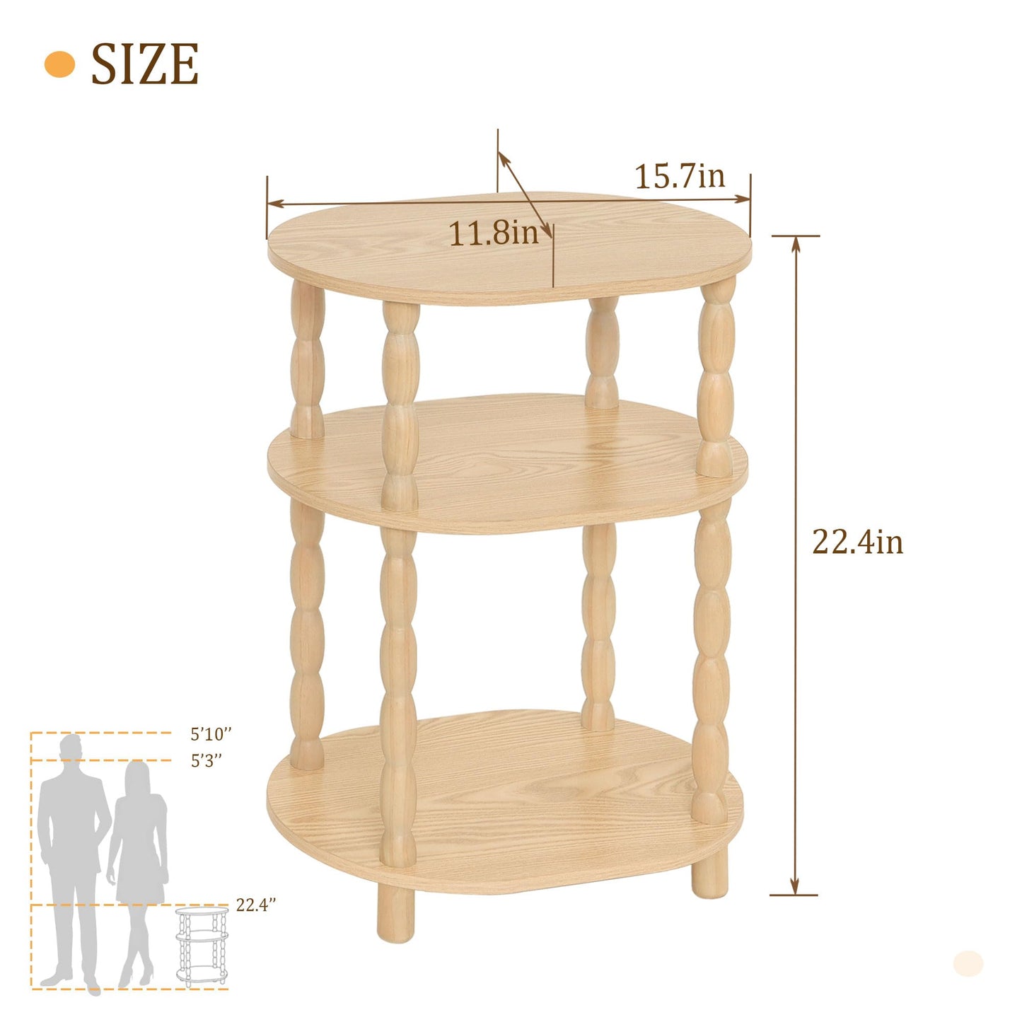 MaxSmeo End Table, Small Oval Side Table for Small Spaces, Modern Night Stand Accent Table for Living Room, Bedroom, Natural