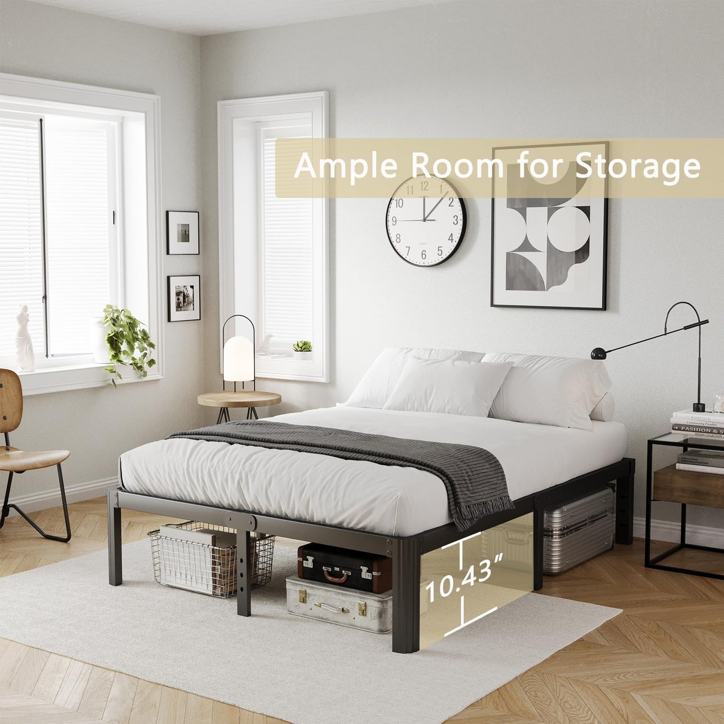 KERAMIK 12 Inch High King Size Bed Frame Metal, Platform King Bed Frame No Box Spring Needed with Round Edge, Easy Assembly, Heavy Duty, Black