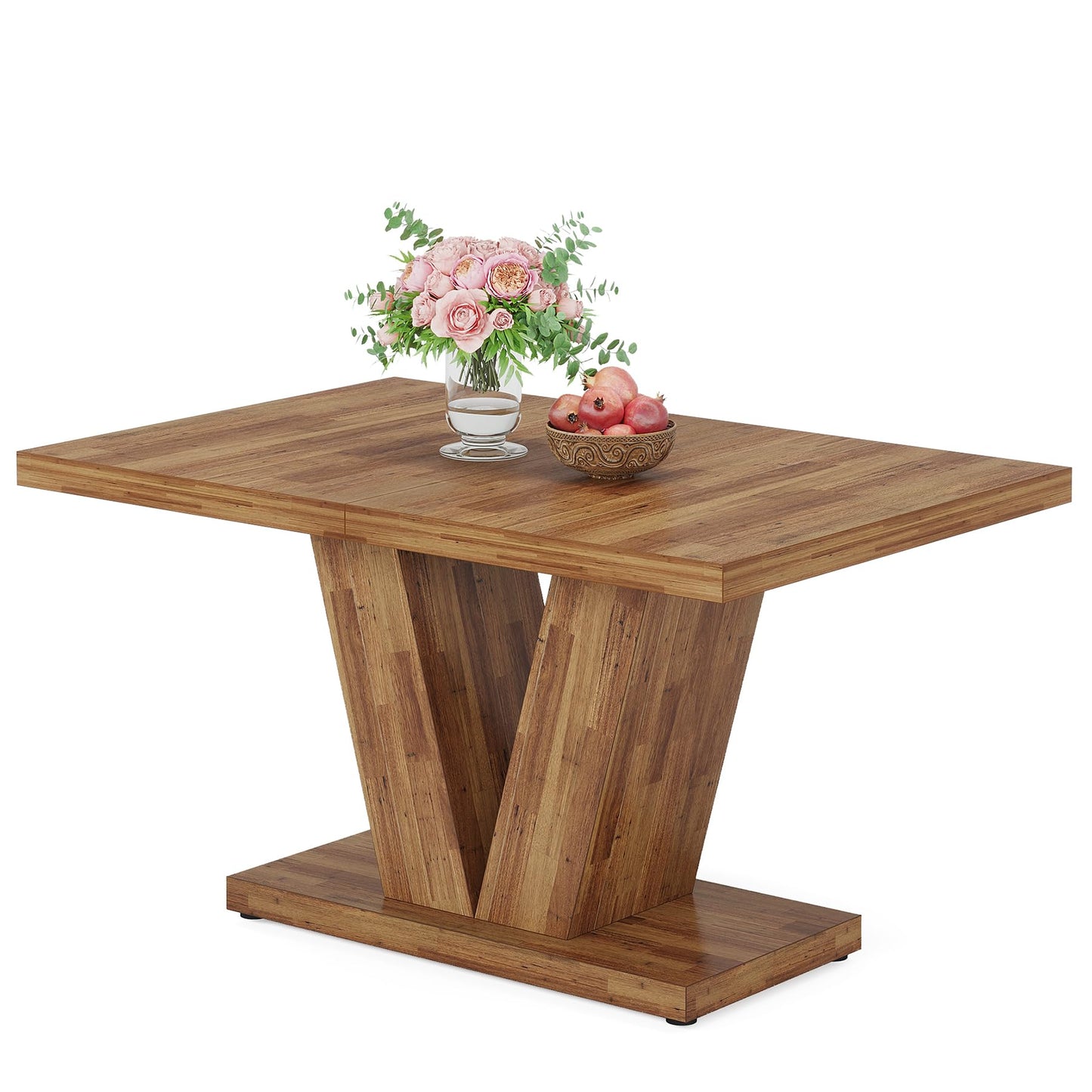 Tribesigns 47-Inch Dining Table for 4, Walnut Brown Kitchen Dinner Table with Heavy Duty Pedestal, Farmhouse Wooden Eating Table for Home, Dining Room, Small Space