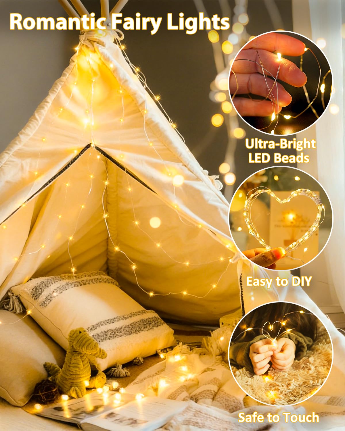 3 Pack 60 LED Fairy Lights Battery Operated with Remote, 8 Modes String Lights Indoor Outdoor, Cuttable Battery Light for Home Bedroom Wedding DIY Centerpiece Christmas Decorations (Warm White)