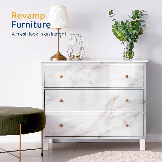 rabbitgoo Glossy Marble Contact Paper Peel and Stick Wallpaper 11.8" x 78.7"