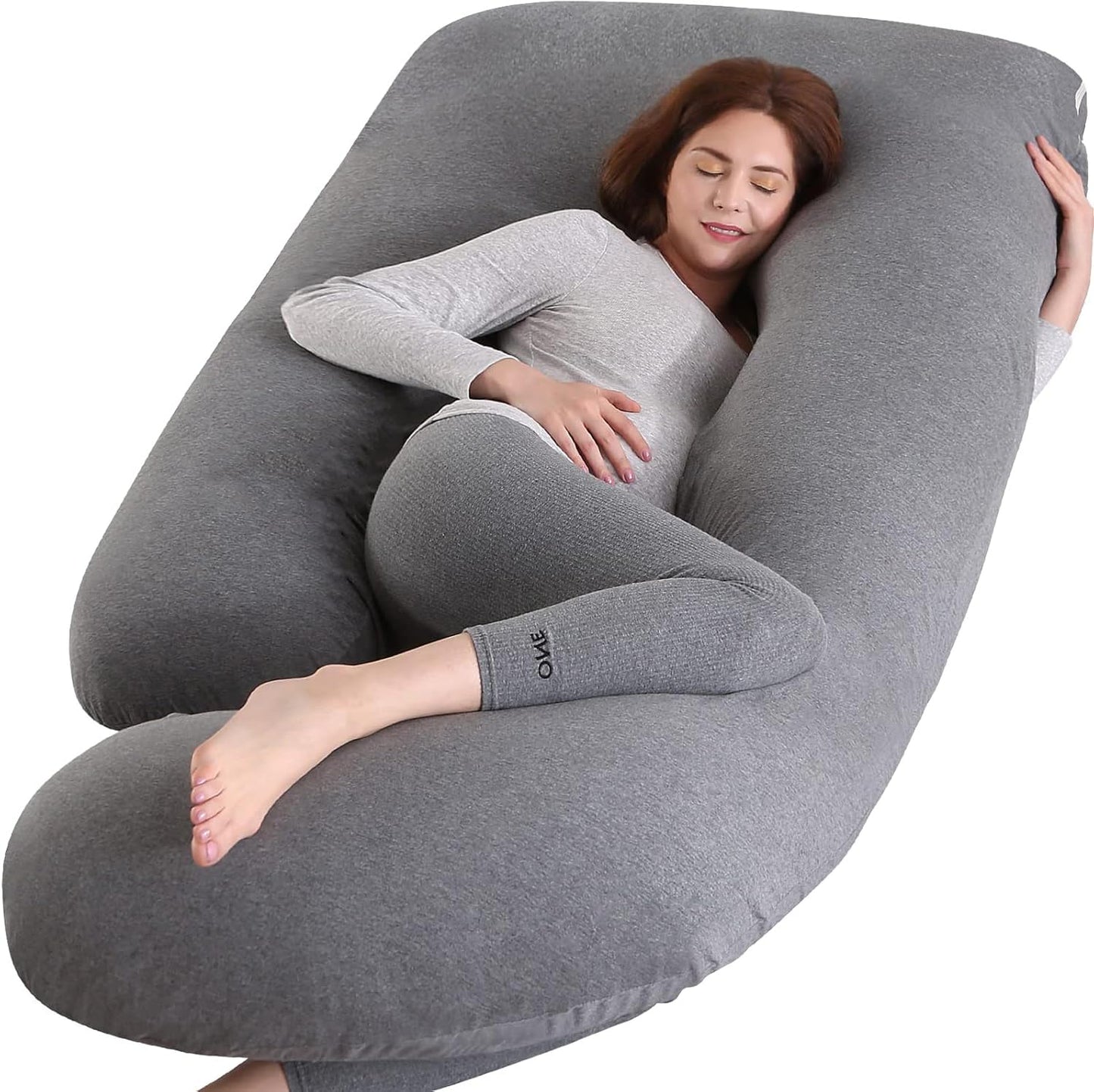 Victostar Pregnancy Pillow,57 inches U Shaped Maternity Pillow with Removable Cover Full Body Pillow Support for Back, HIPS, Legs, Belly (Black Gray)