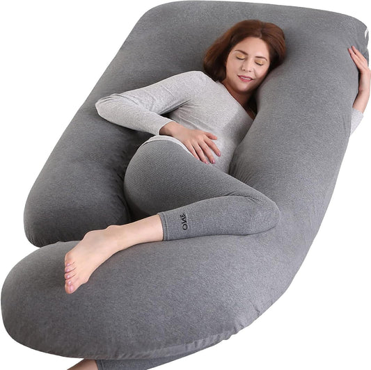 Victostar Pregnancy Pillow,57 inches U Shaped Maternity Pillow with Removable Cover Full Body Pillow Support for Back, HIPS, Legs, Belly (Black Gray)