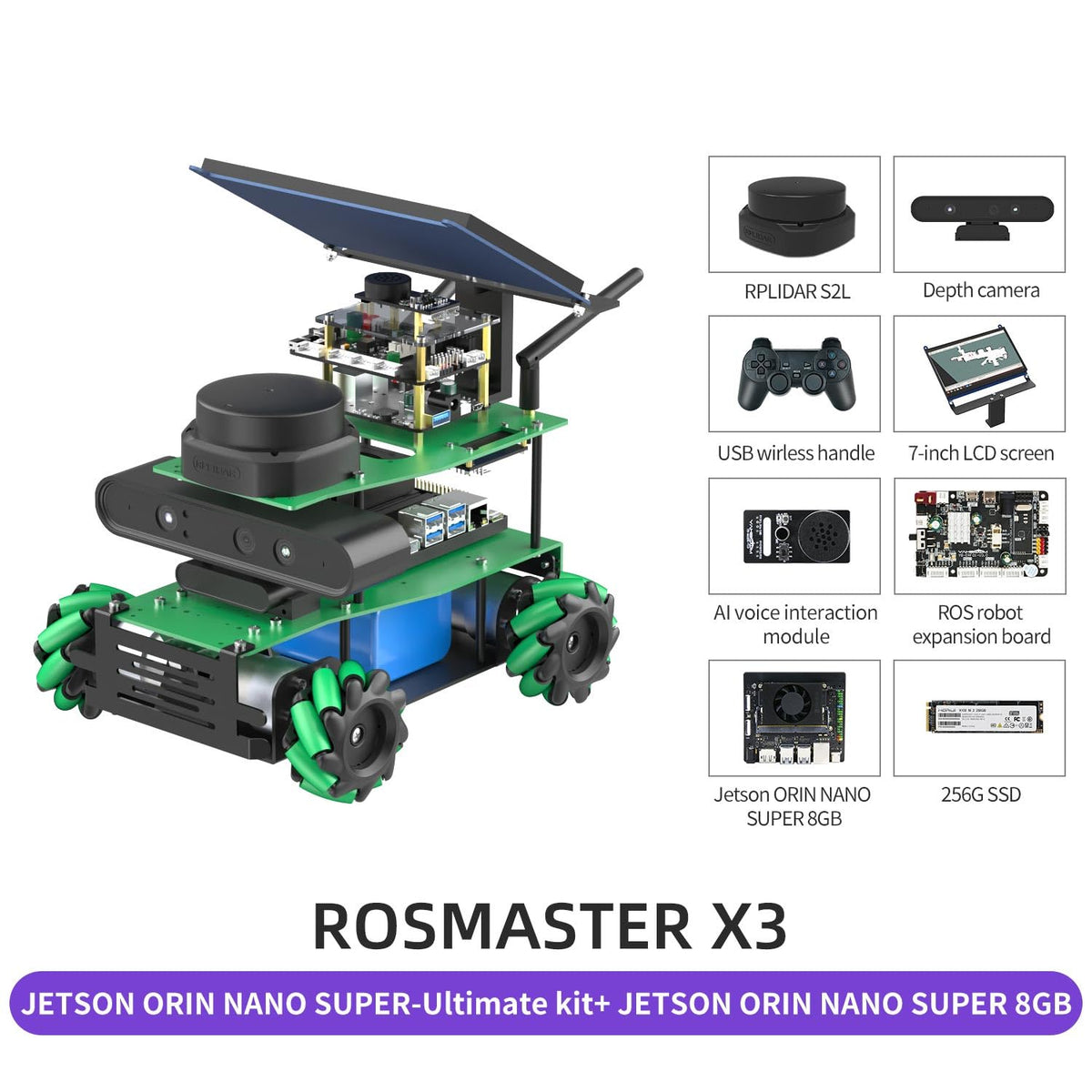 Yahboom ROS2 Programming Robot for Jetson Orin Nano 8GB Super Educational Robot AI Voice Module, AI Vision Mapping Navigation 360°Movement (ULT Ver-with Orin Nano Super 8GB)