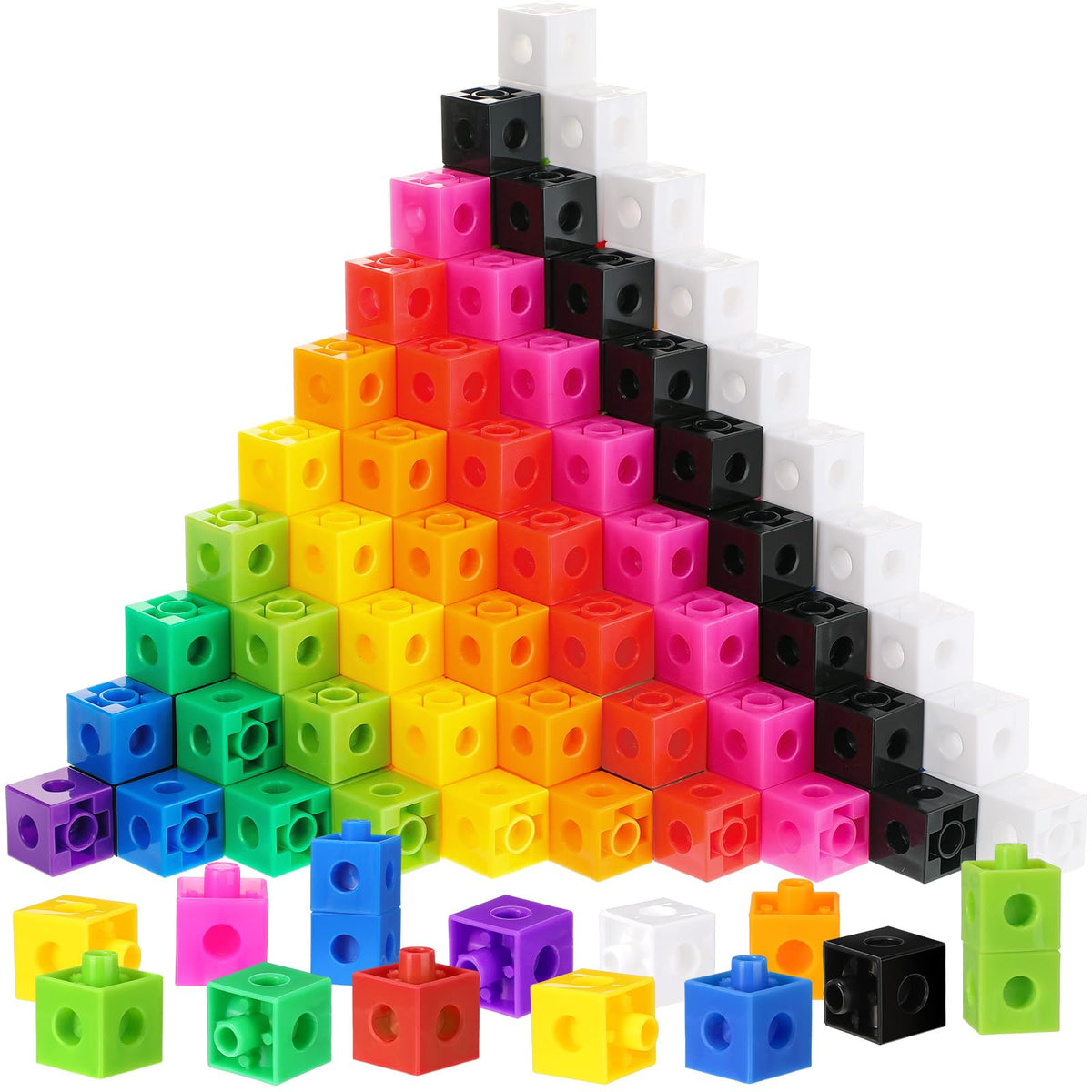 Jenaai 300 Pcs Counting Cubes, Plastic Connecting Blocks, Colorful Math Cubes, Math Manipulatives Classroom Learning Supplies, Preschool Learning Materials, Counting Toys(Classic Style)