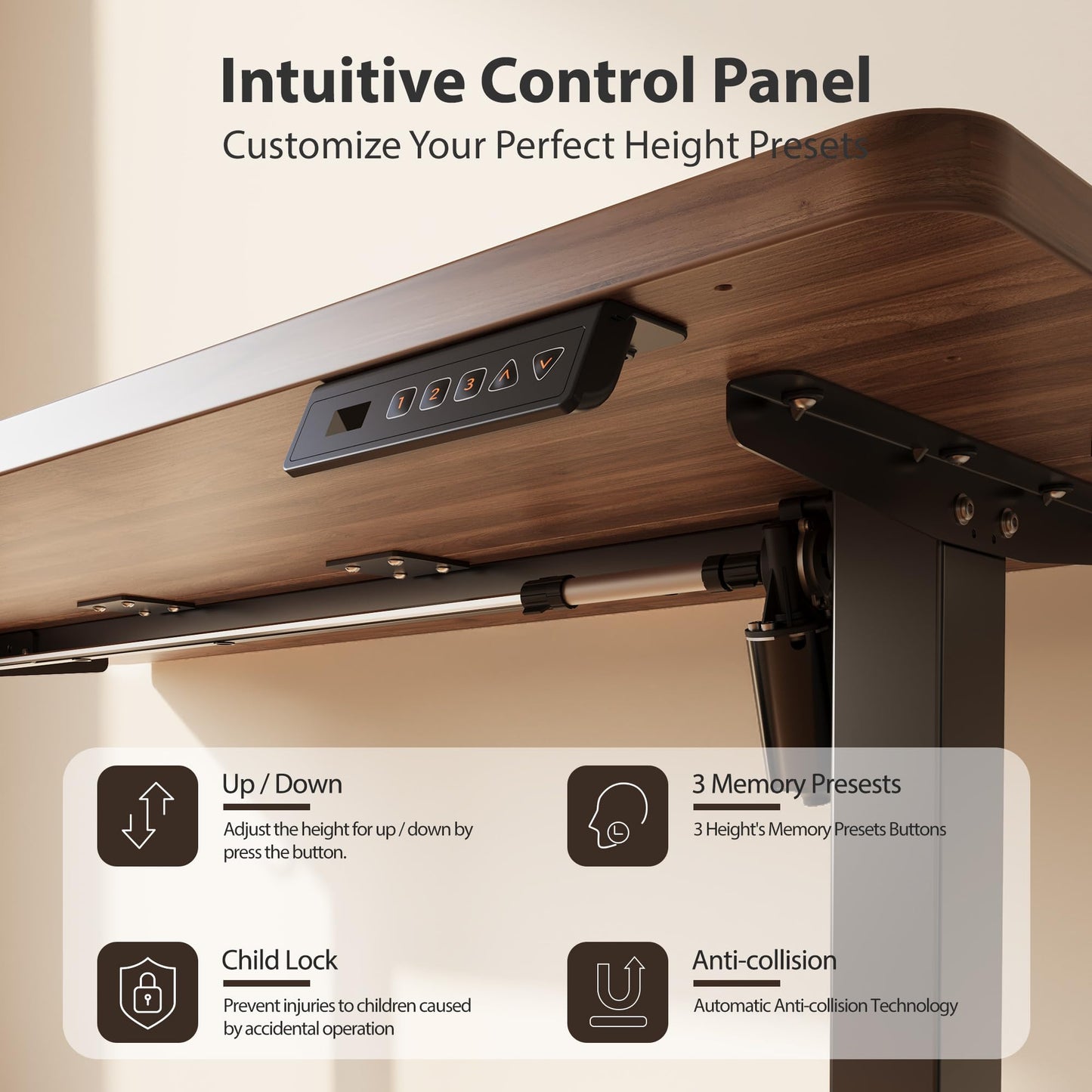 Cubiker Standing Desk, 40x24 Inches Sit Stand Home Office Desk, Electric Stand up Desk, Adjustable Desk with Splice Board, Black Frame/Black Walnut Top