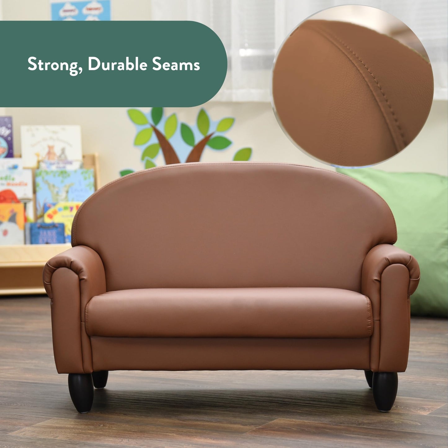 Children's Factory As We Grow Toddler Sofa, Flexible Seating for Daycare or Preschool, Kids Reading Couch, Playroom Furniture, Walnut